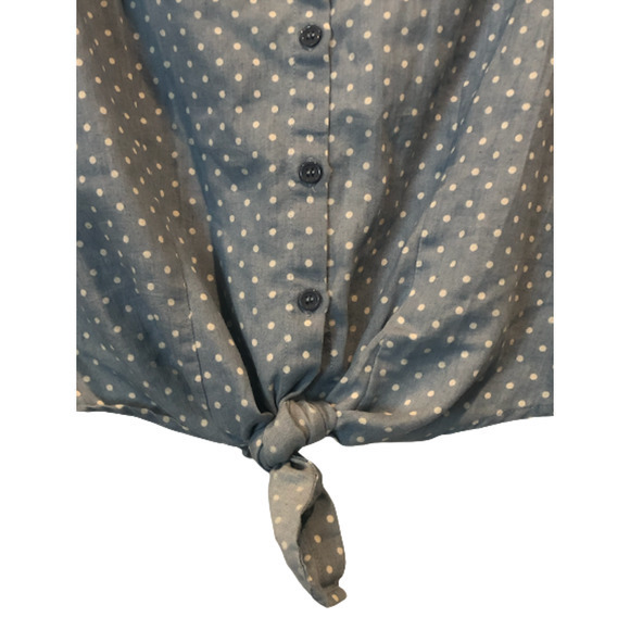 NWOT L'Atiste by Amy Blue White Polka Dot Sleeveless Collared Tie Knot Tank - Picture 8 of 8